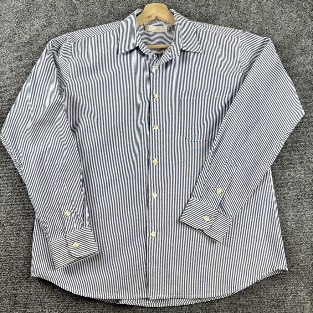 UNION Seoul Shirt Mens L Large Blue White Stripe Button Down Cotton Korean